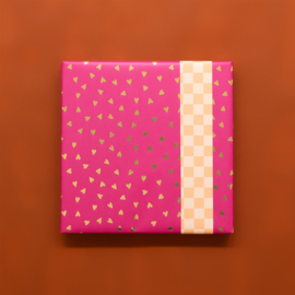 Cadeaupapier | Small Hearts Pink Gold Foil | 3 meter