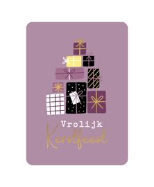 Kerstkaart | Vrolijk kerstfeest (paars)