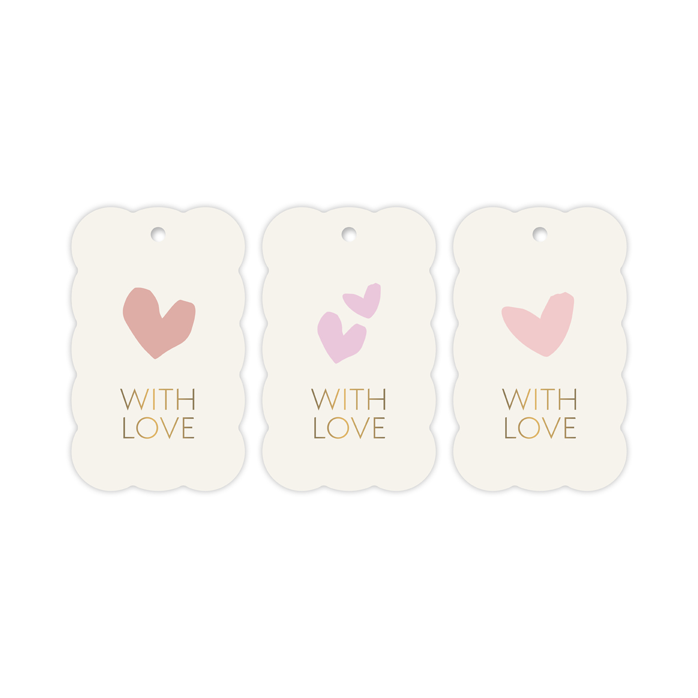 Cadaulabels | With love | 3 stuks