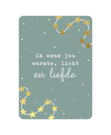 Kerstkaart | Ik wens jou warmte, licht en liefde (groen)