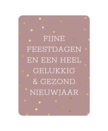 Kerstkaart | Fijne feestdagen & gezond nieuwjaar (roze)