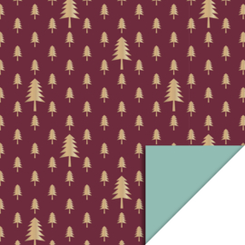 X-mas | Tree Beet Red Gold Foil - Misty Green