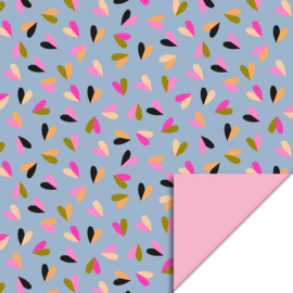 Cadeaupapier |  Hearts Duo Blue - Pink