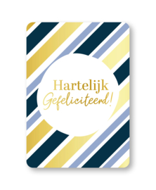 Enkele kaart | Hartelijk gefeliciteerd (blauw/goud)