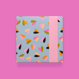 Cadeaupapier |  Hearts Duo Blue - Pink