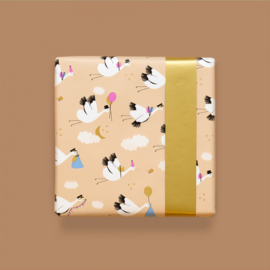 Cadeaupapier | Baby Bird Beige - Gold