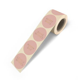 X-mas | Stickers kerst wensen roze | 12 stuks