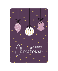 Kerstkaart | Merry Christmas (paars)