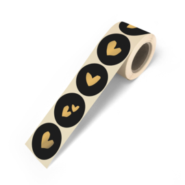 Stickers | Gouden hartjes zwart| 10 stuks