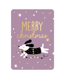 Kerstkaart | Merry Christmas (Paars)