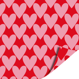 Cadeaupapier | Hartjes XL roze/rood