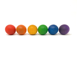 Grapat - 6 Houten Regenboog Ballen | 6 Kleuren
