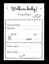 Baby shower voorspellingskaart