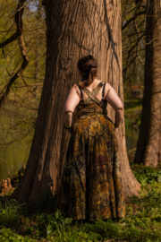 Jurk kruisbanden, digitale print Shaman trees. Levertijd: 3 weken