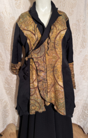 Warme wikkeljas halflang met Gustav Klimt print en fleece gevoerd
