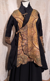 Warme wikkeljas halflang met Gustav Klimt print en fleece gevoerd