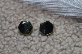 Black and gold sparkly hexagon