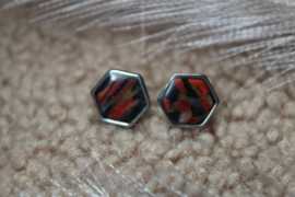 Brown and silver shiny hexagon