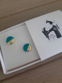 Oorbellen gold - turquoise