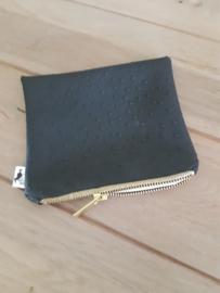 Clutch skai leather struisvogellook zwart