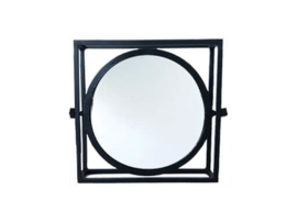 Stoere metalen spiegel, rond, diameter 30 cm