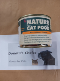 Nature Cat Food kip, kalkoen, kruiden 200gr (68% versvlees)