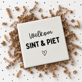Tegel | Welkom Sint & Piet | 13x13cm | wit