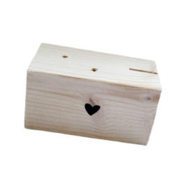 Houten blokje hartje 13cm | prijs per stuk