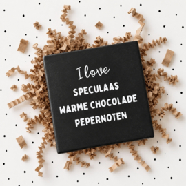 Tegel | I love speculaas | 13x13cm | zwart