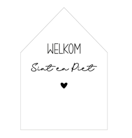 Huisje | Welkom Sint en Piet wit | per stuk