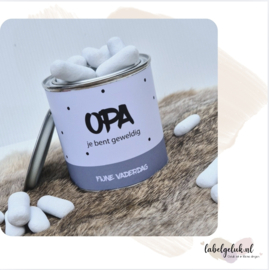 Blikje met wikkel | OPA je bent geweldig | per 4