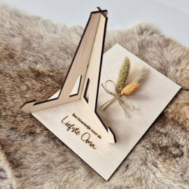Houten kaart incl. droogbloemen | voor Mama of Oma