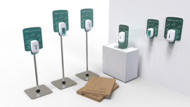 Desinfectie dispenser voor aan de muur (incl. LOTIS GEL HANDDESINFECTANT ETHADES)