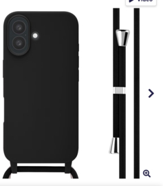 Luxe Matte Silicone Case - met Koord - Samsung S25 FE - Zwart