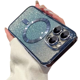 Magnetic Magsafe Lens Protection Glitter Case - iPhone 17 Pro Max - Blauw