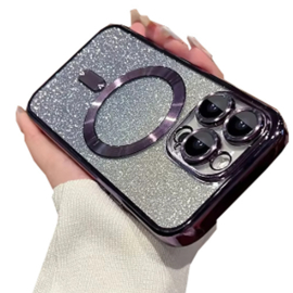 Magnetic Magsafe Lens Protection Glitter Case - iPhone 14 - Paars