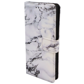 iPhone 11 Book Case Print - Marmer Wit