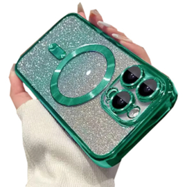 Magnetic Magsafe Lens Protection Glitter Case - iPhone 14 - Groen