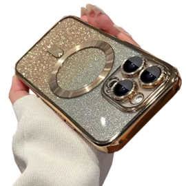 Magnetic Magsafe Lens Protection Glitter Case - iPhone 14 - Goud