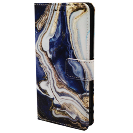 iPhone 11 Book Case Print - Blauw Wit