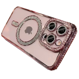 Magnetic Magsafe Diamond Glitter Case - iPhone 16 Pro Max - Roze