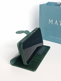 Uitneembare luxe book case 2in1 - iPhone 14 - Groen