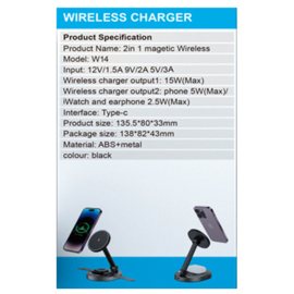 2 in 1 Wireless Magnetic Charger