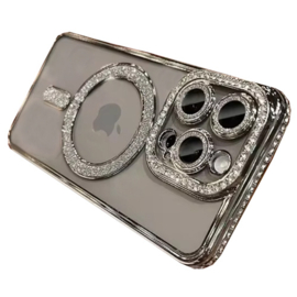 Magnetic Magsafe Diamond Glitter Case - iPhone 16 Pro Max - Zilver