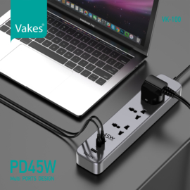 Stekkerdoos / Verlengsnoer met USB / C &  Micro Poort / 45W