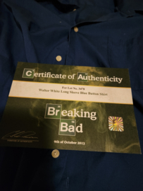 Breaking Bad Original Production Used Walter White Blue Button Shirt Movie Prop