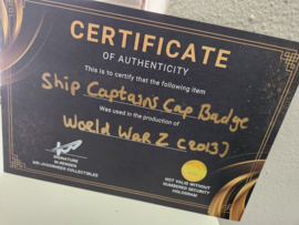 Brad Pitt World War Z 2013 Original Screen Used Ship Captain Cap Badge Prop