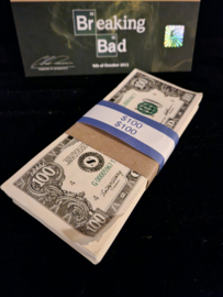 Breaking Bad Original Production Used Walter White Stack of Cash Movie Prop
