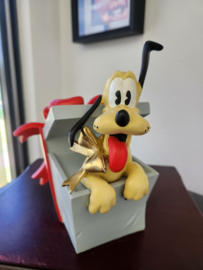 Walt Disney Mickey Mouse Pluto Sitting in Christmas Present Figurine Statue
