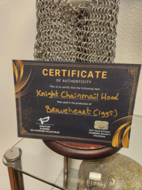 Mel Gibson Braveheart (1995) Original Production Used Chainmail Hood Prop